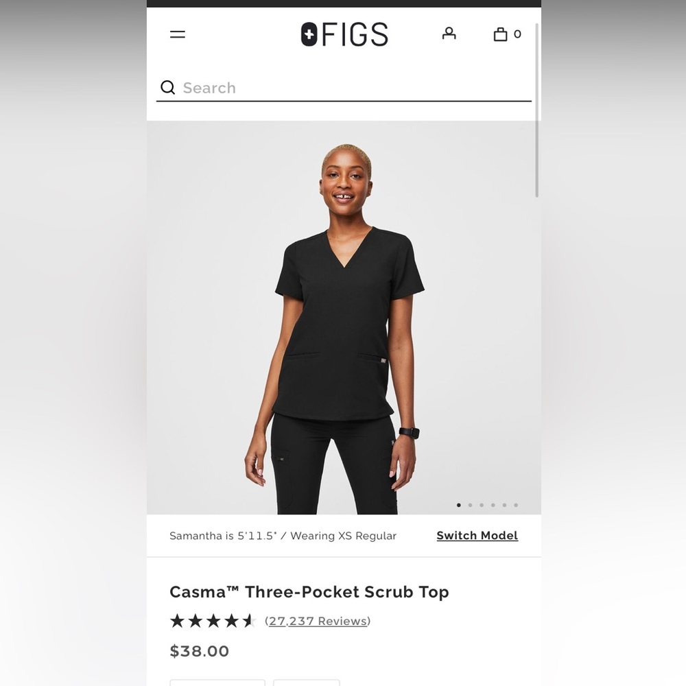 Figs Casma scrub top, size small, color black, in excellent condition